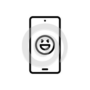 Black line icon for Reaction, response and feedback