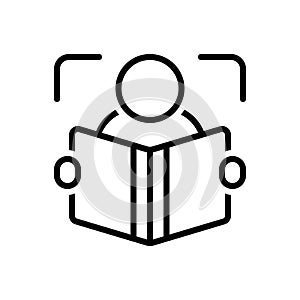 Black line icon for Reader, reciter and bookworm