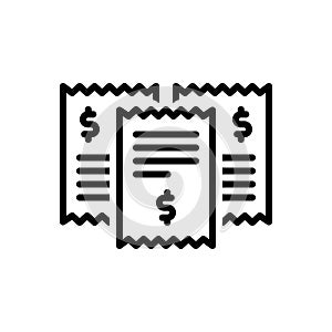 Black line icon Receipt, receiving and billing