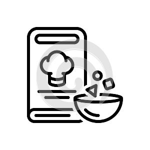 Black line icon for Recipes, prescript and book