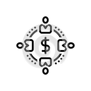 Black line icon for Recipients, receiver and beneficiary