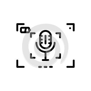 Black line icon for Recordings, speak and voice