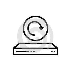 Black line icon for Recover, refresh and disk