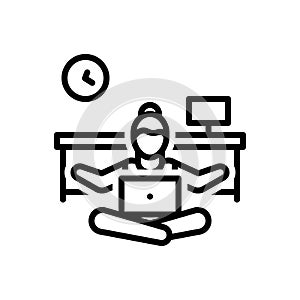 Black line icon for Reduce Stress, decompress and work