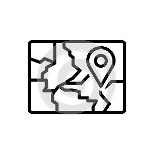 Black line icon for Region, scope and area