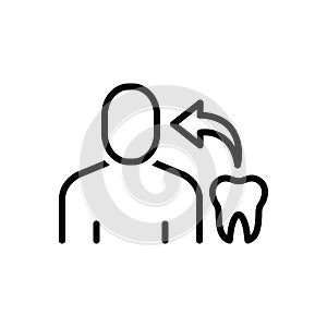 Black line icon Relates, dentists and tooth