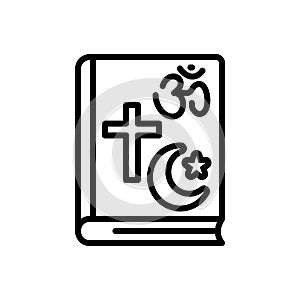 Black line icon for Religions, righteousness and faith