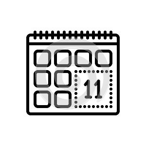 Black line icon for Remind, leisure time and calendar