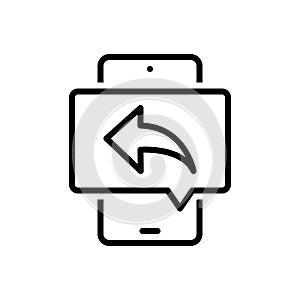 Black line icon for Replies, message and response