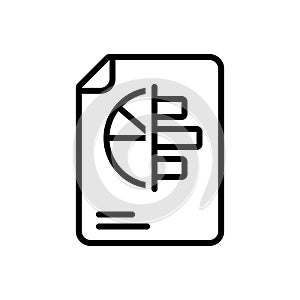 Black line icon for Reports, statistics and marketing