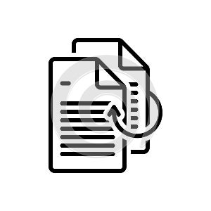Black line icon for Reprint, file and document
