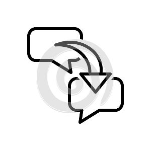 Black line icon for Respond, chat and bubble