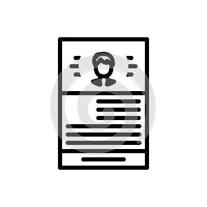 Black line icon for Resume, portfolio and application