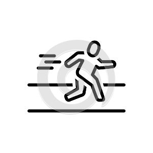 Black line icon for Running, competing and sport