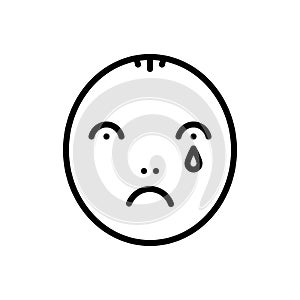 Black line icon for Sad, nostalgic and wistful