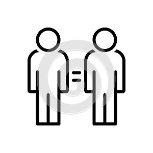Black line icon for Same, common and equal