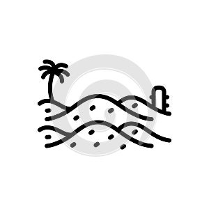 Black line icon for Sandy, sand and landscape