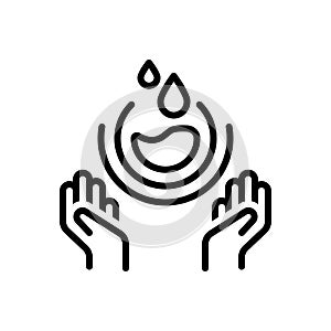 Black line icon for Save Water, natural and preserve