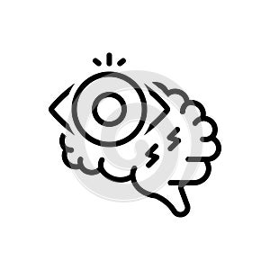 Black line icon for Schizophrenia, brain and mental