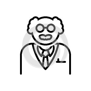 Black line icon for Scientist, erudite and academic