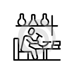 Black line icon for Scientist, erudite and scholarly