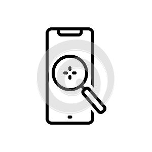 Black line icon for Searching, exploratory and mobile