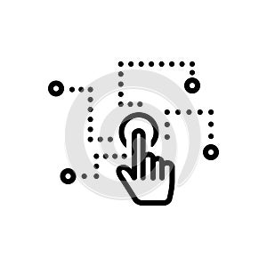 Black line icon for Selections, interaction and workflow