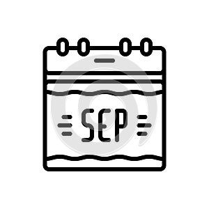 Black line icon for Sep, calendar and date