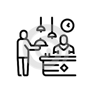 Black line icon for Serve, waiter and barman