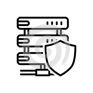 Black line icon for Sever Shield, safeguard and aegis photo