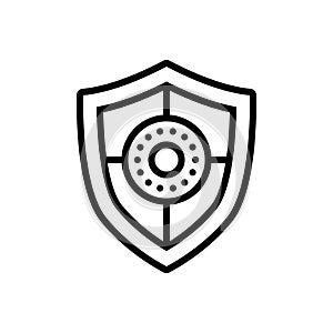 Black line icon for Shield, safeguard and defense