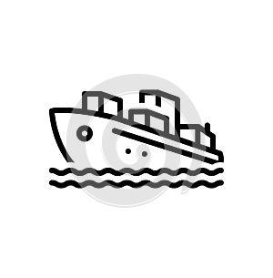 Black line icon for Ship, sailing and export