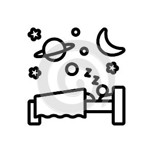 Black line icon for Sleep, slumber and eye