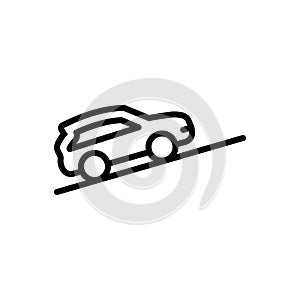 Black line icon for Slope, hillside and downgrade