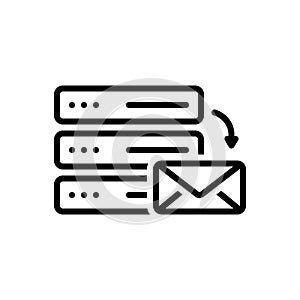 Black line icon for Smtp, mail server and email