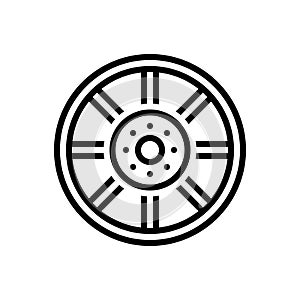 Black line icon for Spoke, wheel and tire