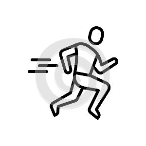 Black line icon for Sprint, race and person