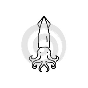 Black line icon for Squid, calamari and calamary