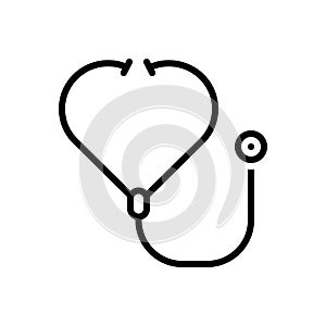 Black line icon for Stethoscope, diagnostic and healthcare