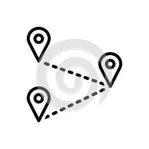 Black line icon for Stops, location and map