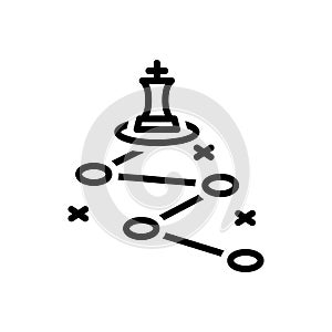 Black line icon for Strategy, strategics and planning