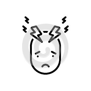 Black line icon for Stress, tension and depression