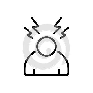 Black line icon for Stress, worried and pressure