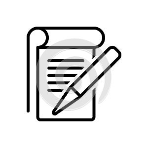 Black line icon for Student Notes, editorial and notes