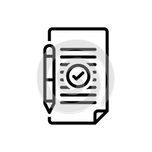 Black line icon for Submission, presentment and document