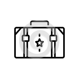 Black line icon for Suitcase, portmanteau and container