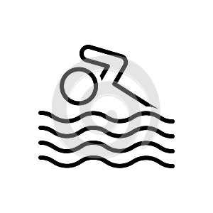 Black line icon for Swimming, natation and swim