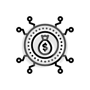 Black line icon for Syndicate, organization and money
