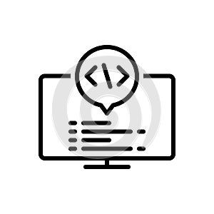 Black line icon for Syntax, script and code