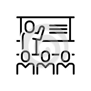 Black line icon for Taught, literate and trained